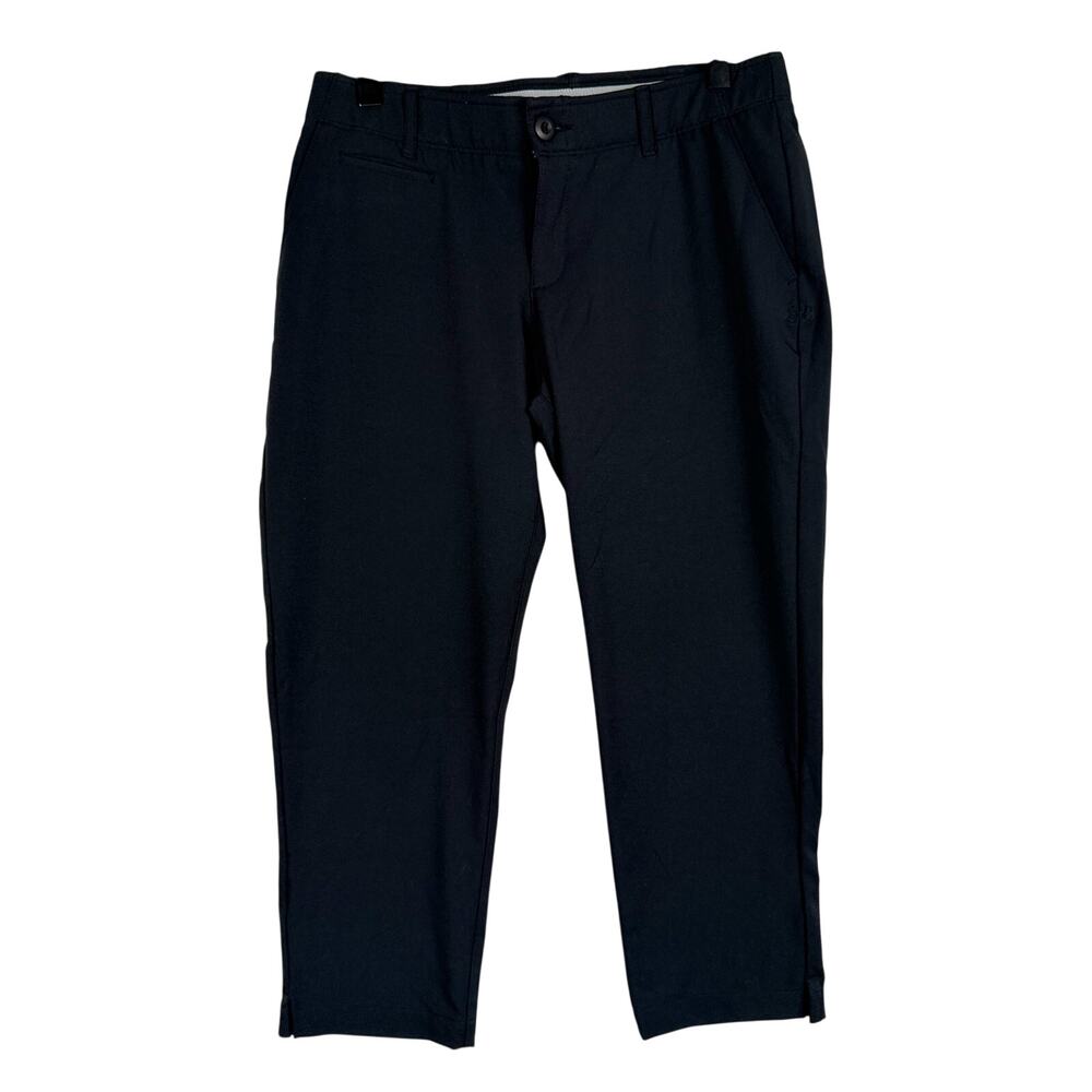 Under Armour Womens Low Rise Links Capri Trousers Golf Pants Heat Gear Black - 6